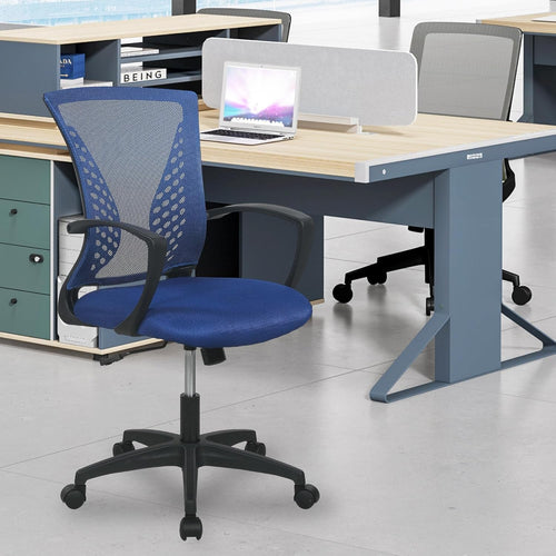 Blue Ergonomic Mesh Back Gaming Chair With Lumbar Support